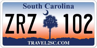SC license plate ZRZ102