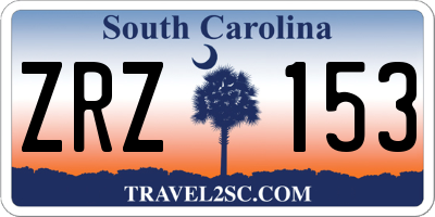 SC license plate ZRZ153