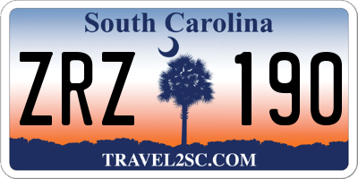 SC license plate ZRZ190