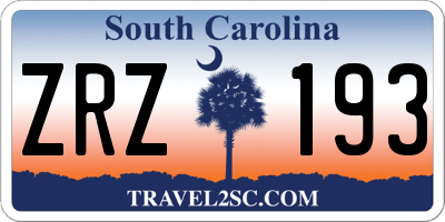 SC license plate ZRZ193