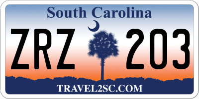 SC license plate ZRZ203