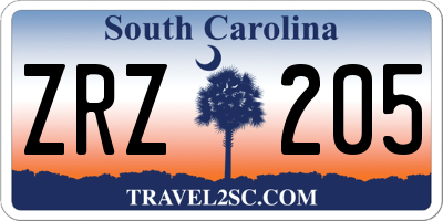 SC license plate ZRZ205