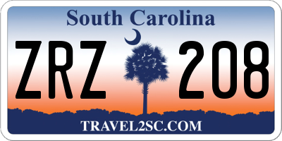 SC license plate ZRZ208