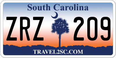 SC license plate ZRZ209