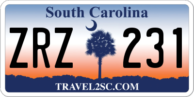 SC license plate ZRZ231