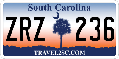 SC license plate ZRZ236