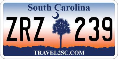 SC license plate ZRZ239