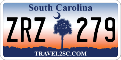 SC license plate ZRZ279