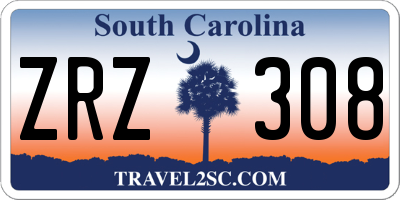 SC license plate ZRZ308