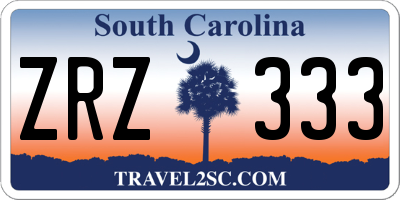 SC license plate ZRZ333