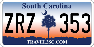 SC license plate ZRZ353