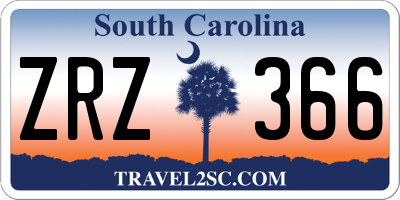 SC license plate ZRZ366