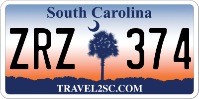 SC license plate ZRZ374