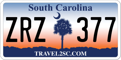 SC license plate ZRZ377