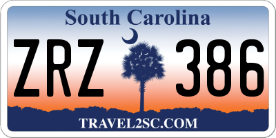 SC license plate ZRZ386