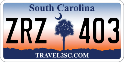 SC license plate ZRZ403