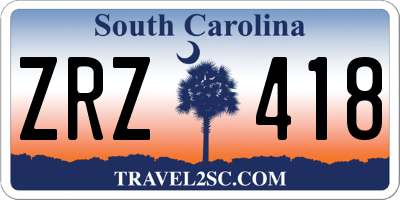 SC license plate ZRZ418