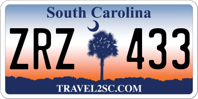 SC license plate ZRZ433