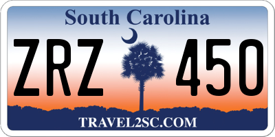 SC license plate ZRZ450