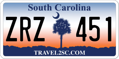 SC license plate ZRZ451