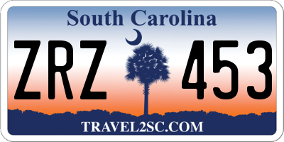 SC license plate ZRZ453