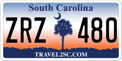 SC license plate ZRZ480