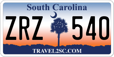SC license plate ZRZ540