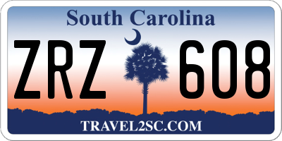 SC license plate ZRZ608