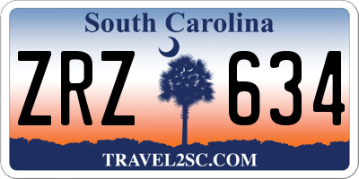 SC license plate ZRZ634