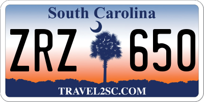 SC license plate ZRZ650