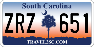 SC license plate ZRZ651