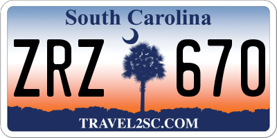 SC license plate ZRZ670