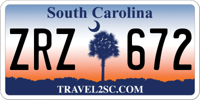 SC license plate ZRZ672