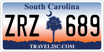 SC license plate ZRZ689