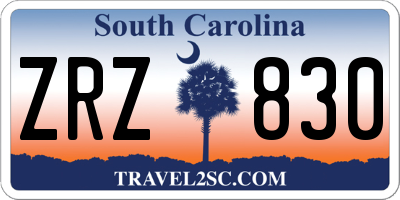 SC license plate ZRZ830