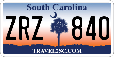 SC license plate ZRZ840