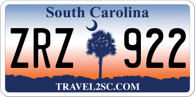 SC license plate ZRZ922
