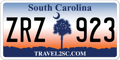 SC license plate ZRZ923