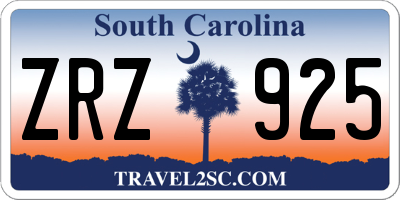 SC license plate ZRZ925