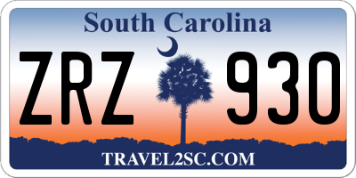 SC license plate ZRZ930