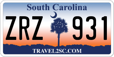 SC license plate ZRZ931