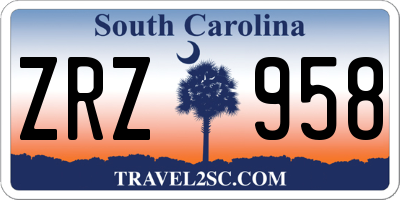 SC license plate ZRZ958