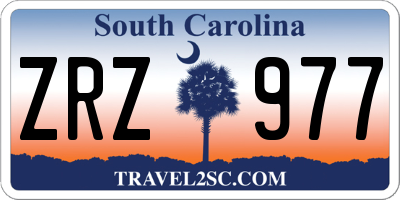 SC license plate ZRZ977