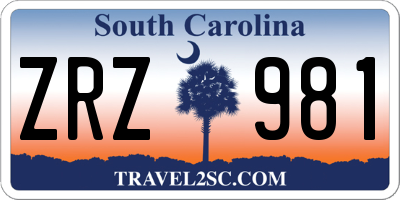 SC license plate ZRZ981