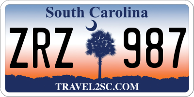 SC license plate ZRZ987