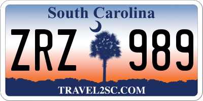 SC license plate ZRZ989