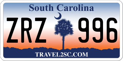 SC license plate ZRZ996