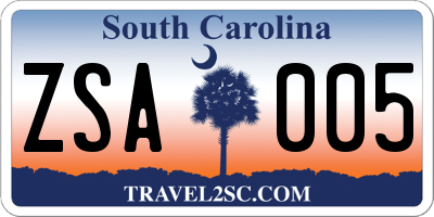 SC license plate ZSA005