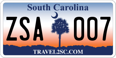 SC license plate ZSA007