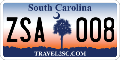 SC license plate ZSA008